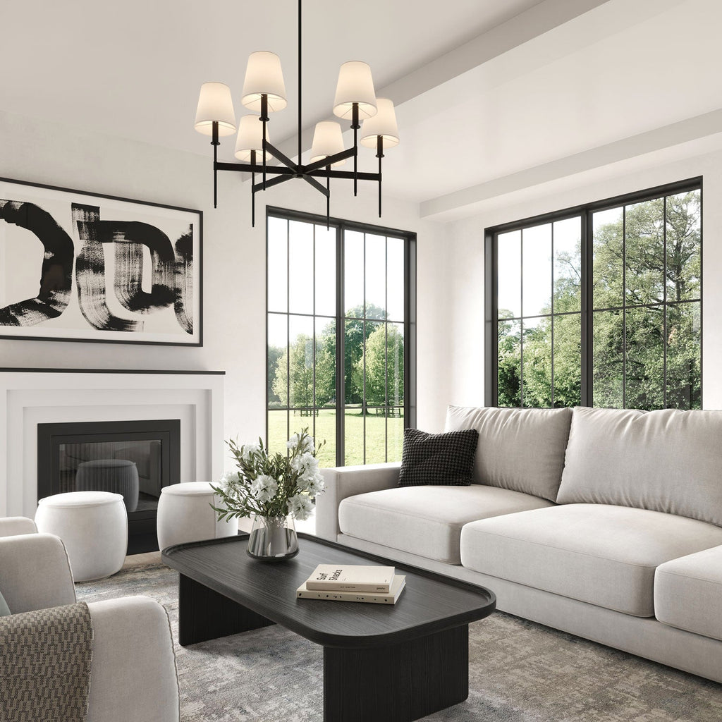 Taylor 6 Light Chandelier 30", Matte Black