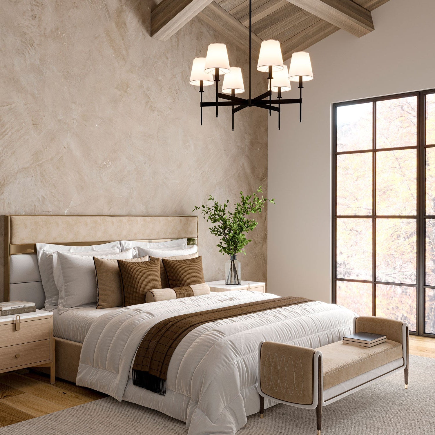 Taylor 6 Light Chandelier 30", Matte Black