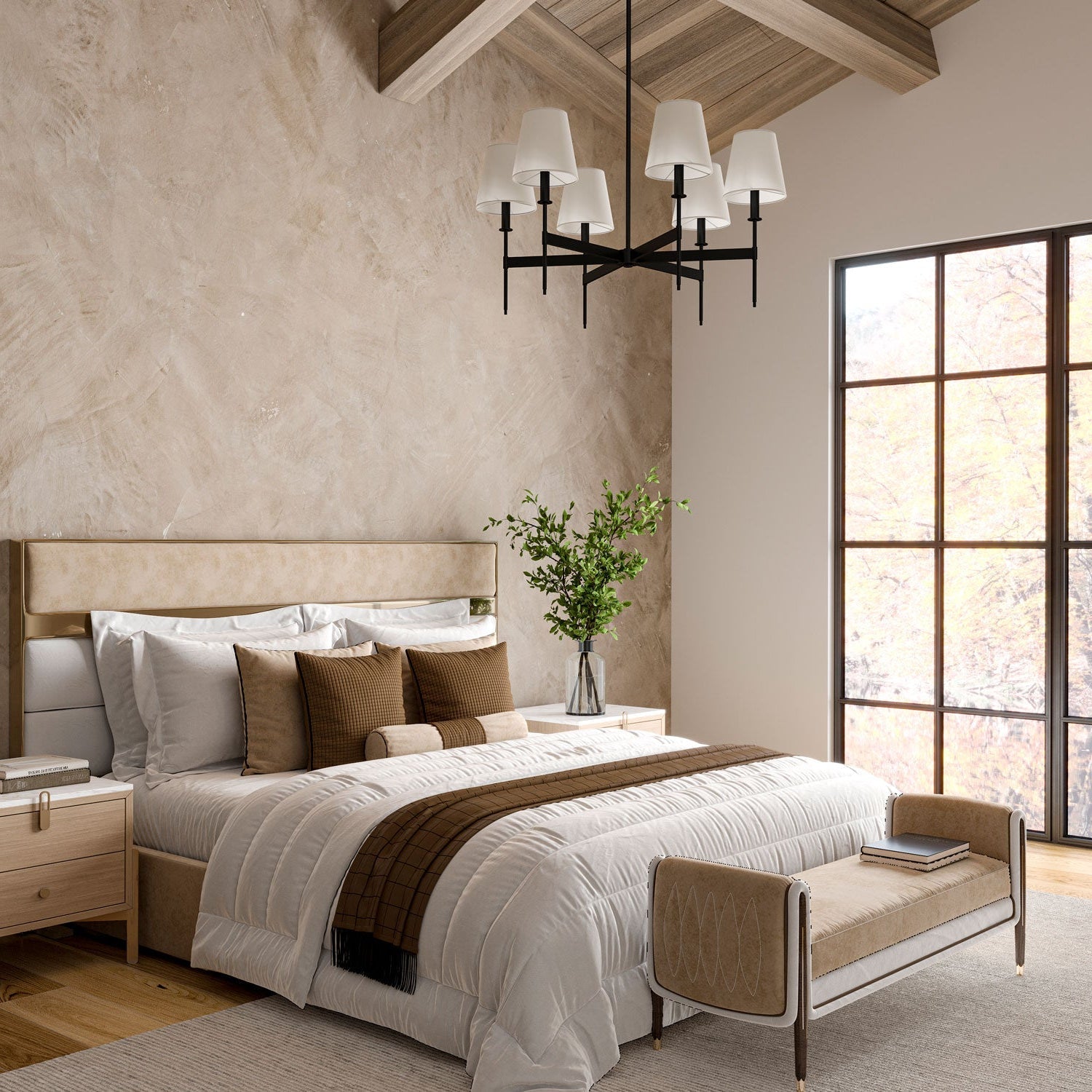 Taylor 6 Light Chandelier 30", Matte Black