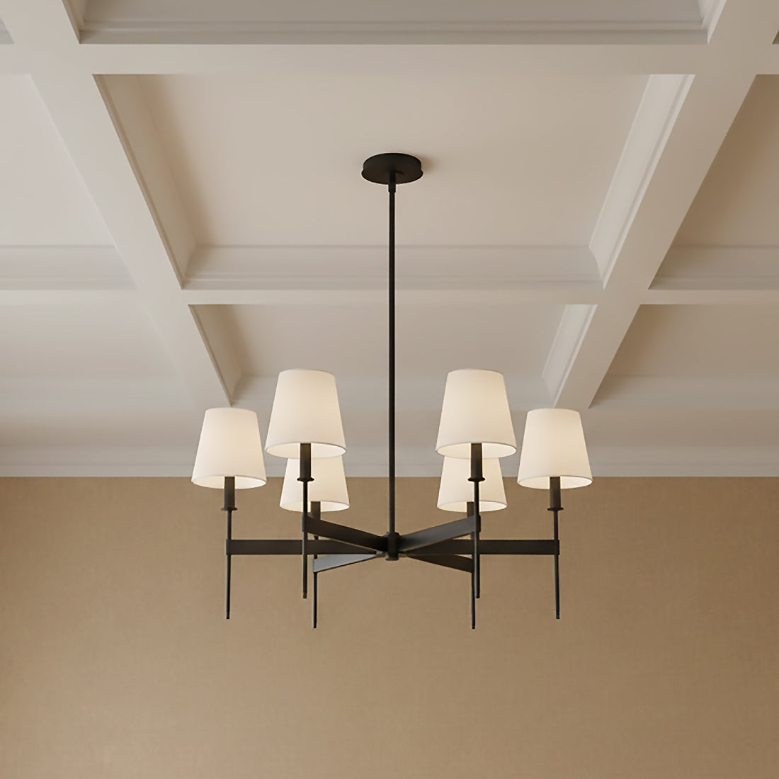 Taylor 6 Light Chandelier 30", Matte Black