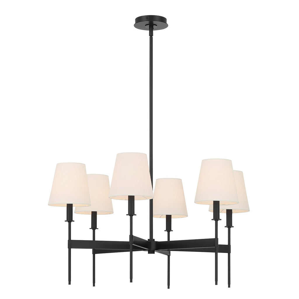 Taylor 6 Light Chandelier 30", Matte Black