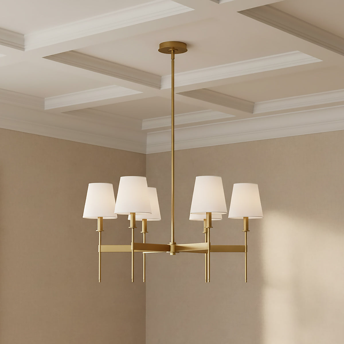 Taylor 6 Light Chandelier 30", Aged Brass