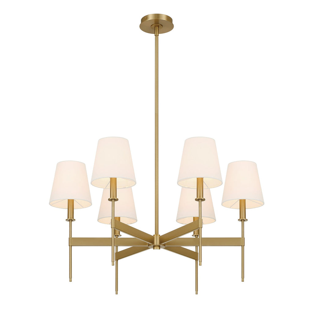 Taylor 6 Light Chandelier 30", Aged Brass