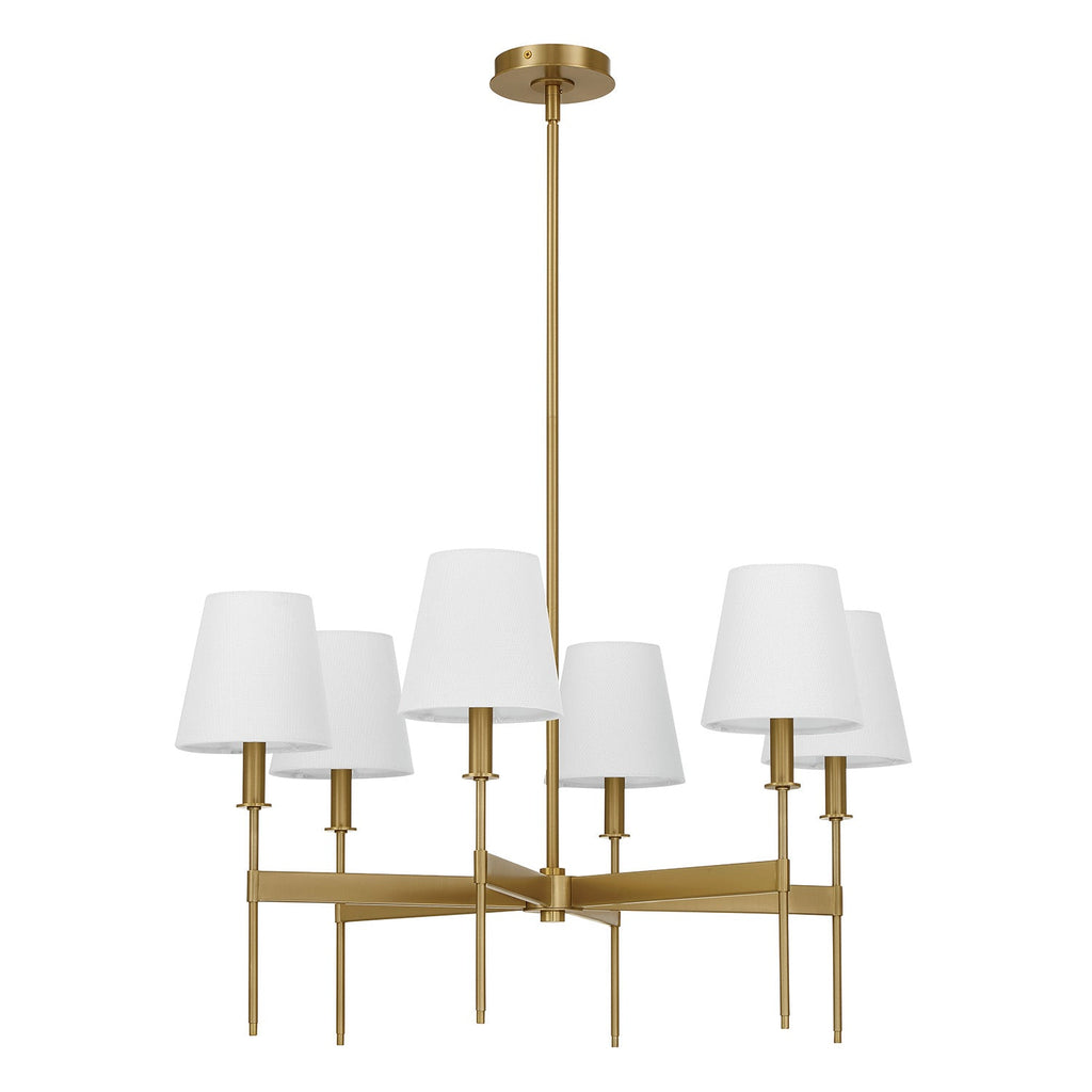 Taylor 6 Light Chandelier 30", Aged Brass