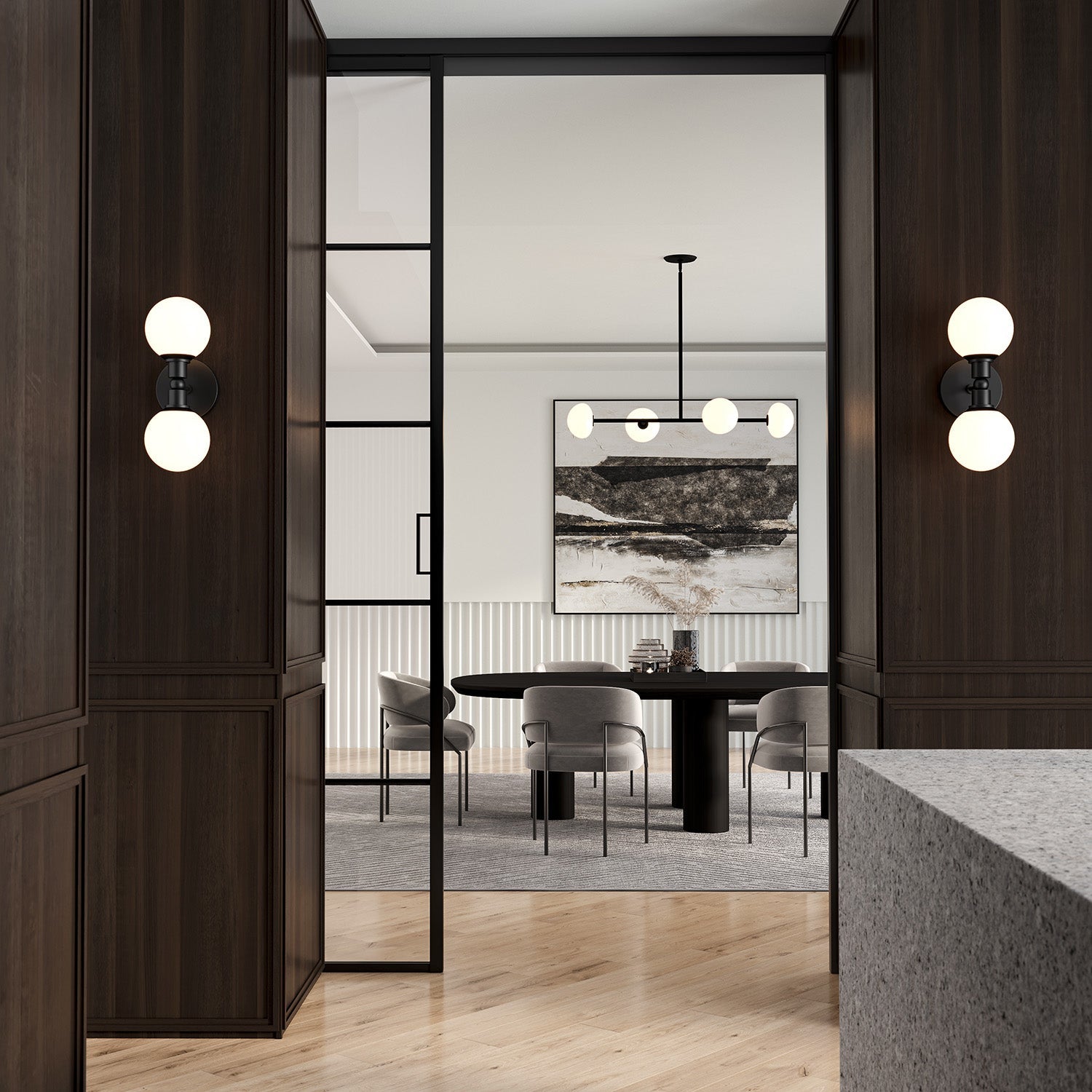 Vince 4 Light Linear Pendant 40", Matte Black