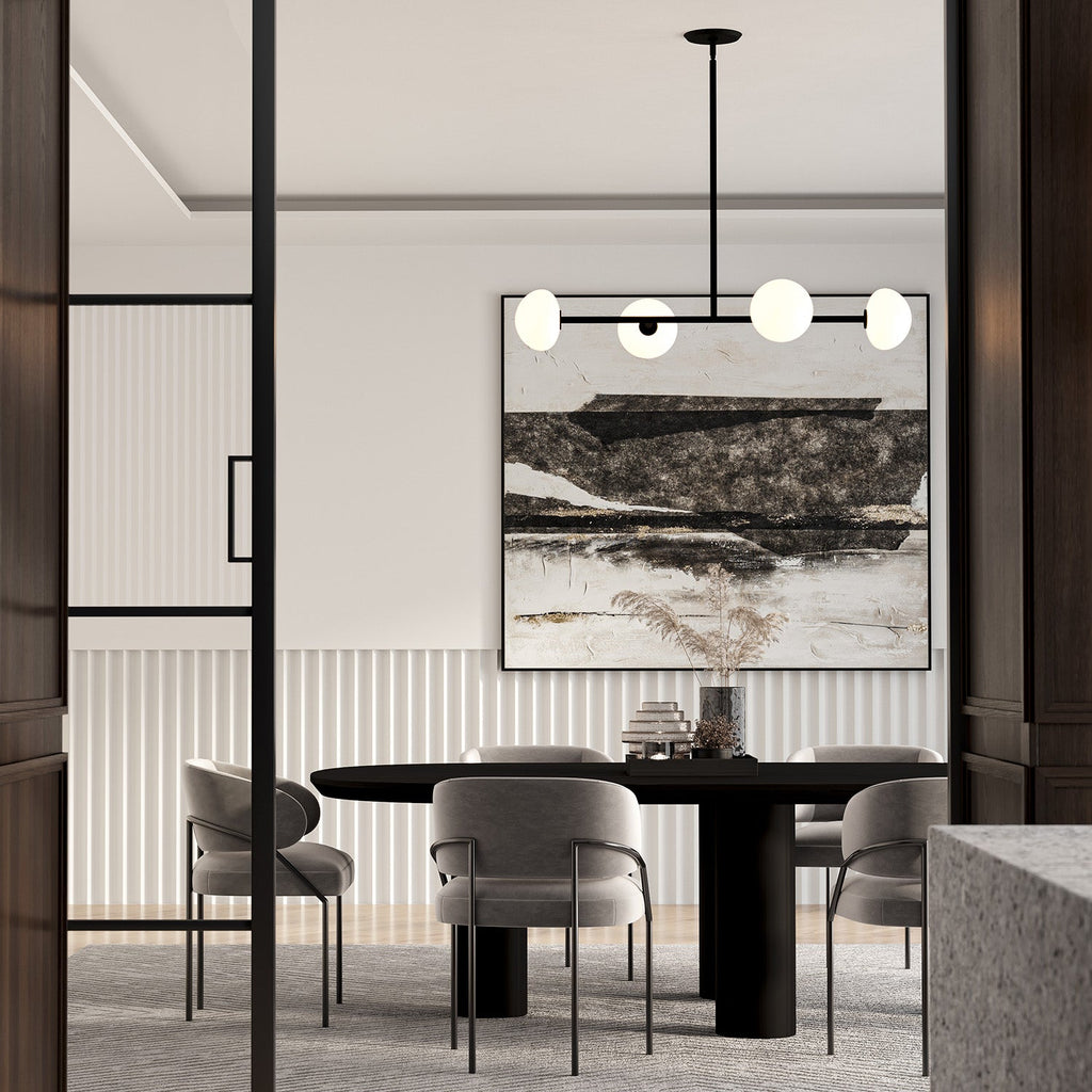 Vince 4 Light Linear Pendant 40", Matte Black