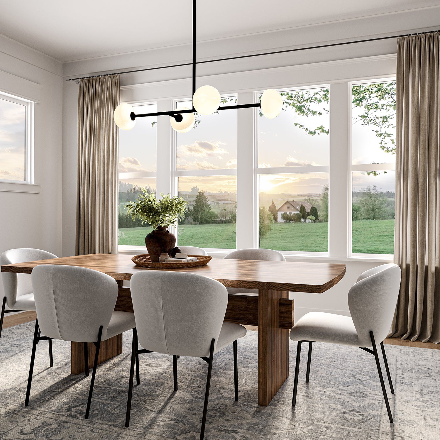 Vince 4 Light Linear Pendant 40", Matte Black