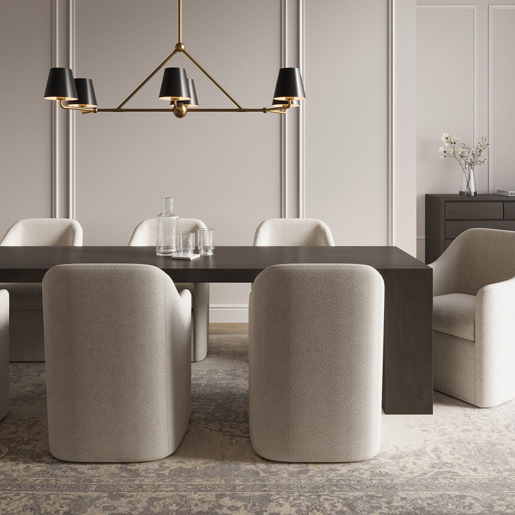 Banks 6 Light Linear Chandelier 46", Matte Black and Brass