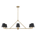Banks 6 Light Linear Chandelier 46", Matte Black and Brass