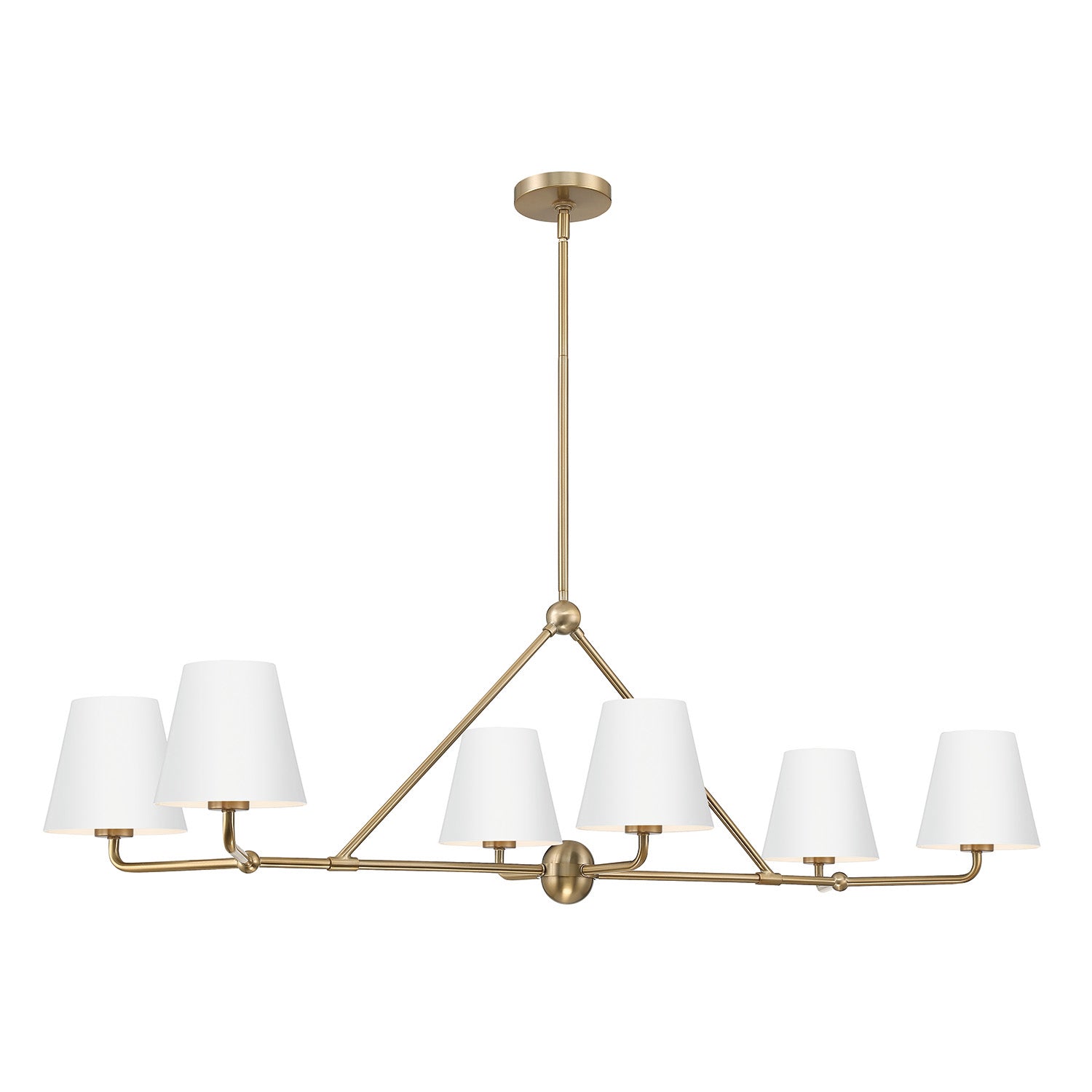 Banks 6 Light Linear Chandelier 46", White and Brass