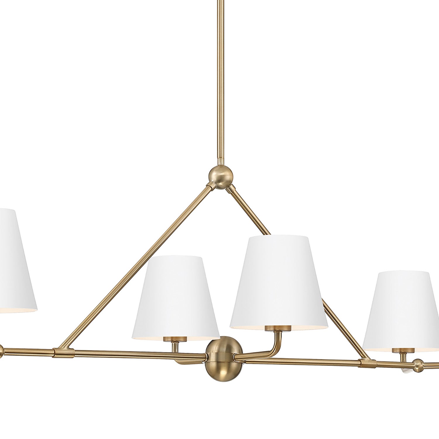 Banks 6 Light Linear Chandelier 46", White and Brass