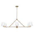 Banks 6 Light Linear Chandelier 46", White and Brass