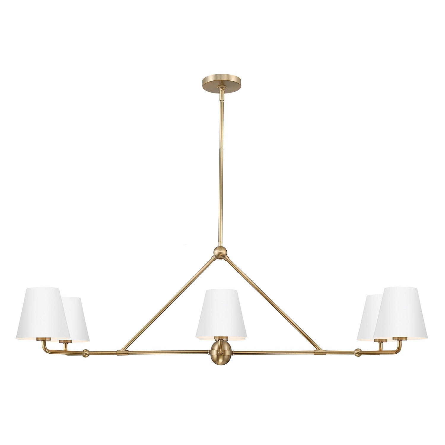 Banks 6 Light Linear Chandelier 46", White and Brass