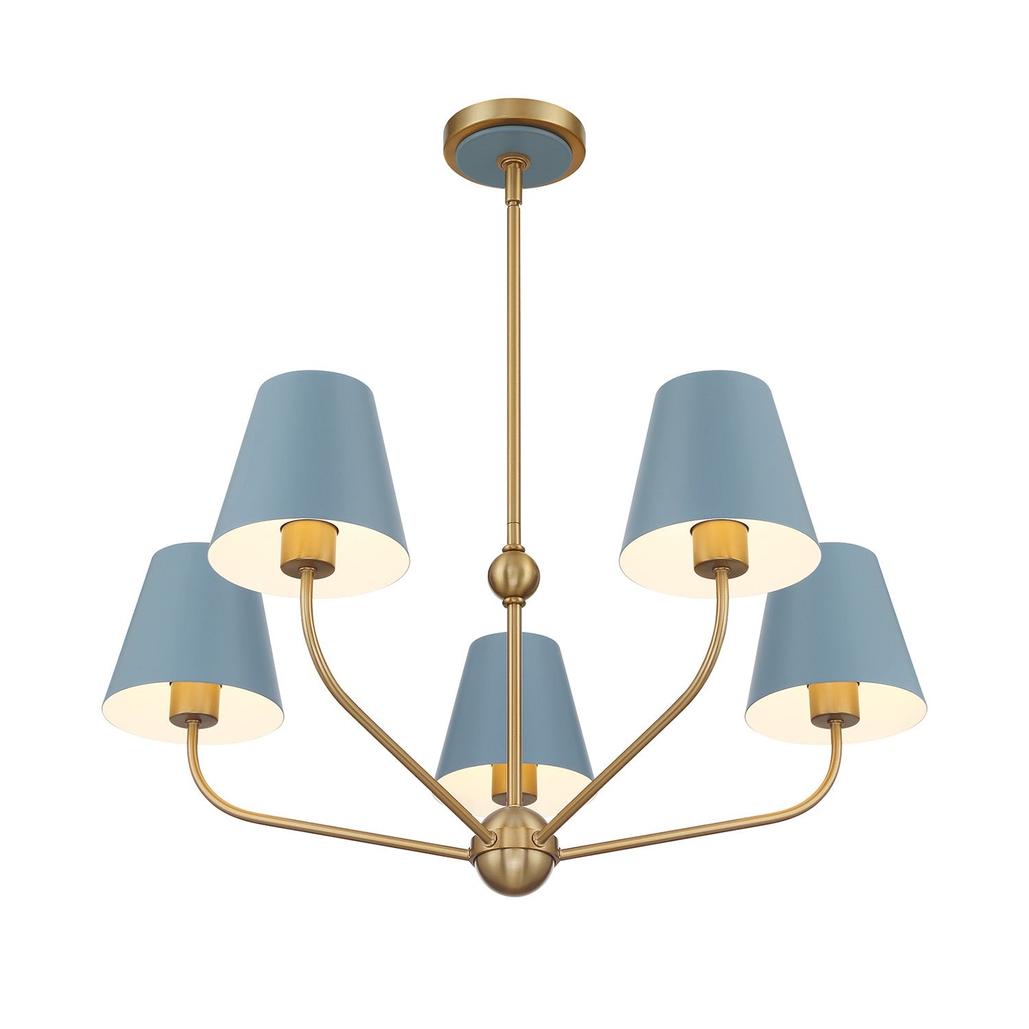 Banks 5 Light Chandelier 28", French Blue and Brass