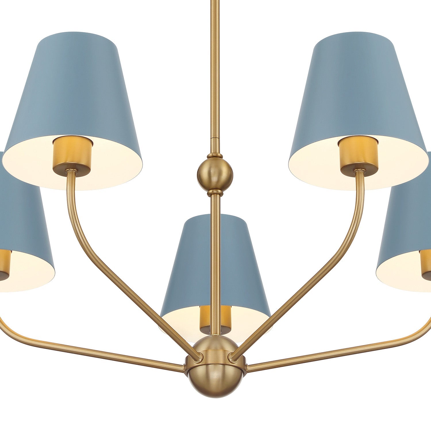 Banks 5 Light Chandelier 28", French Blue and Brass