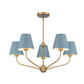 Banks 5 Light Chandelier 28", French Blue and Brass