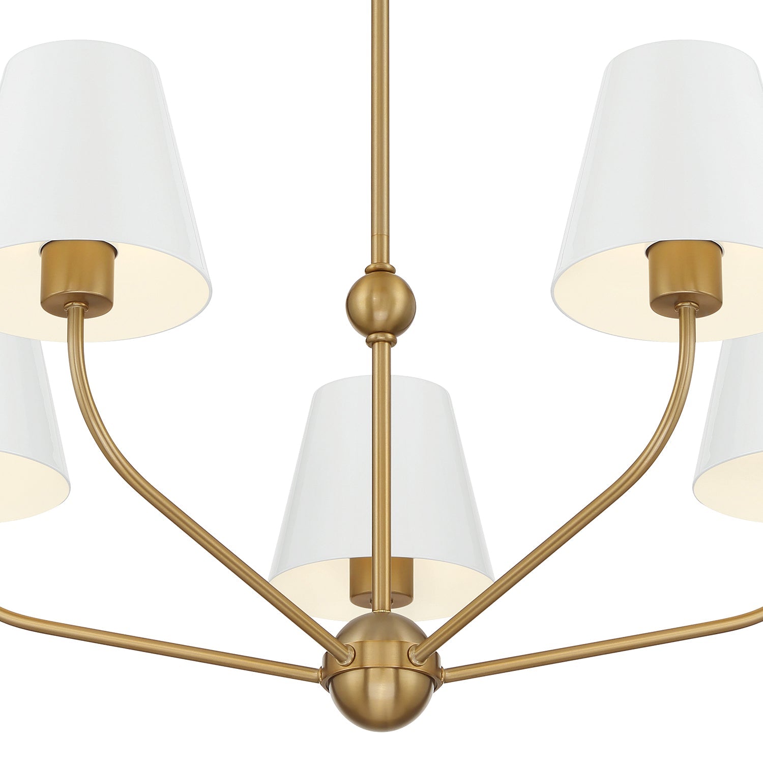 Banks 5 Light Chandelier 28", White and Brass