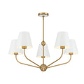 Banks 5 Light Chandelier 28", White and Brass