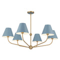 Banks 6 Light Chandelier 40", French Blue and Brass