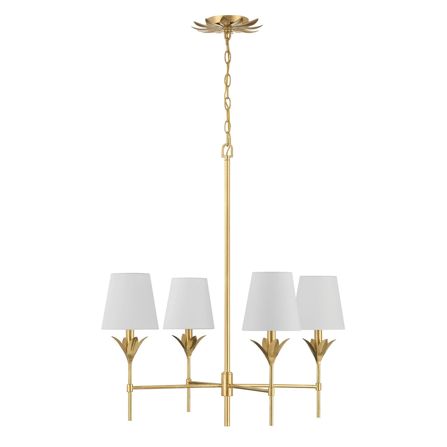 Alice 4 Light Chandelier 28", Antique Gold