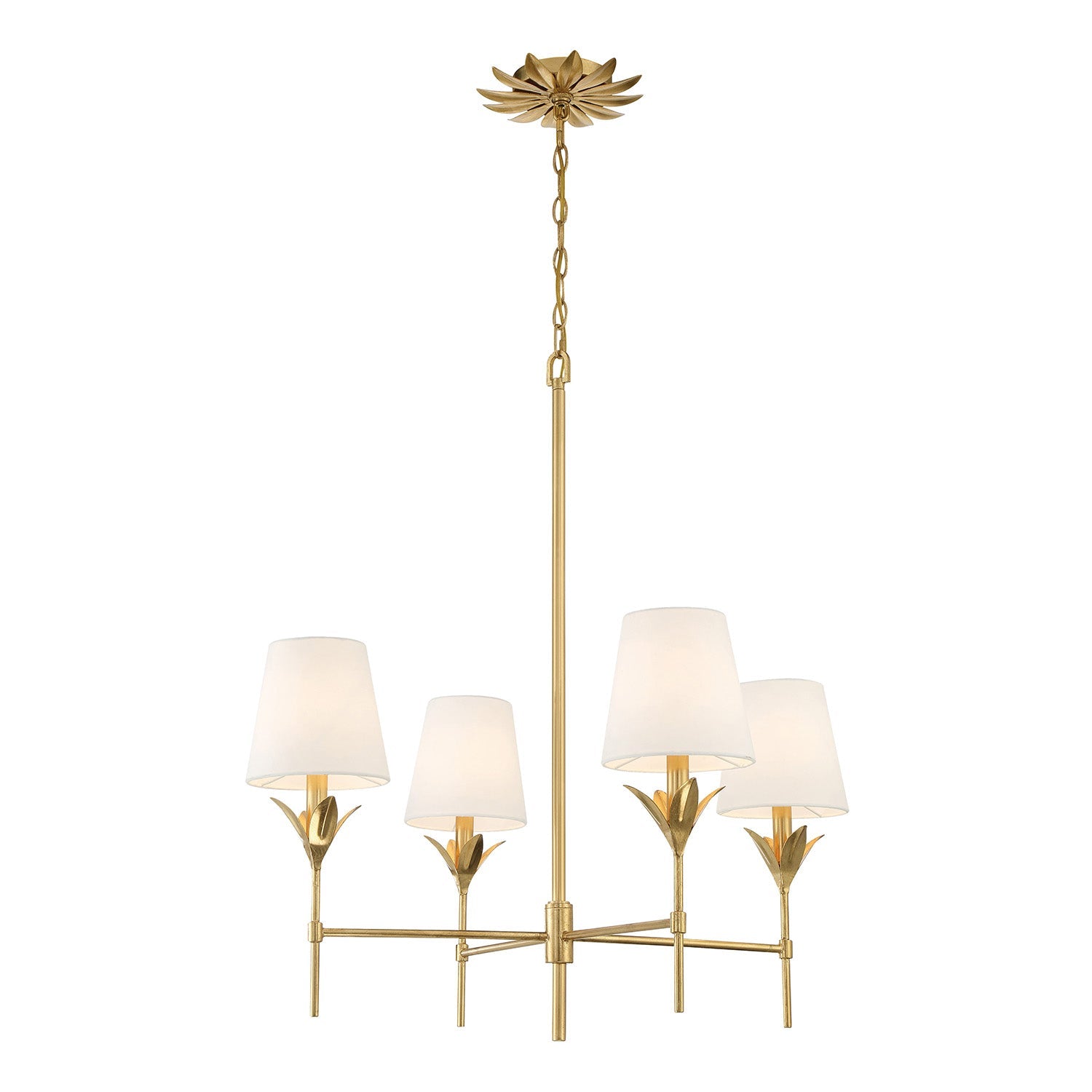 Alice 4 Light Chandelier 28", Antique Gold
