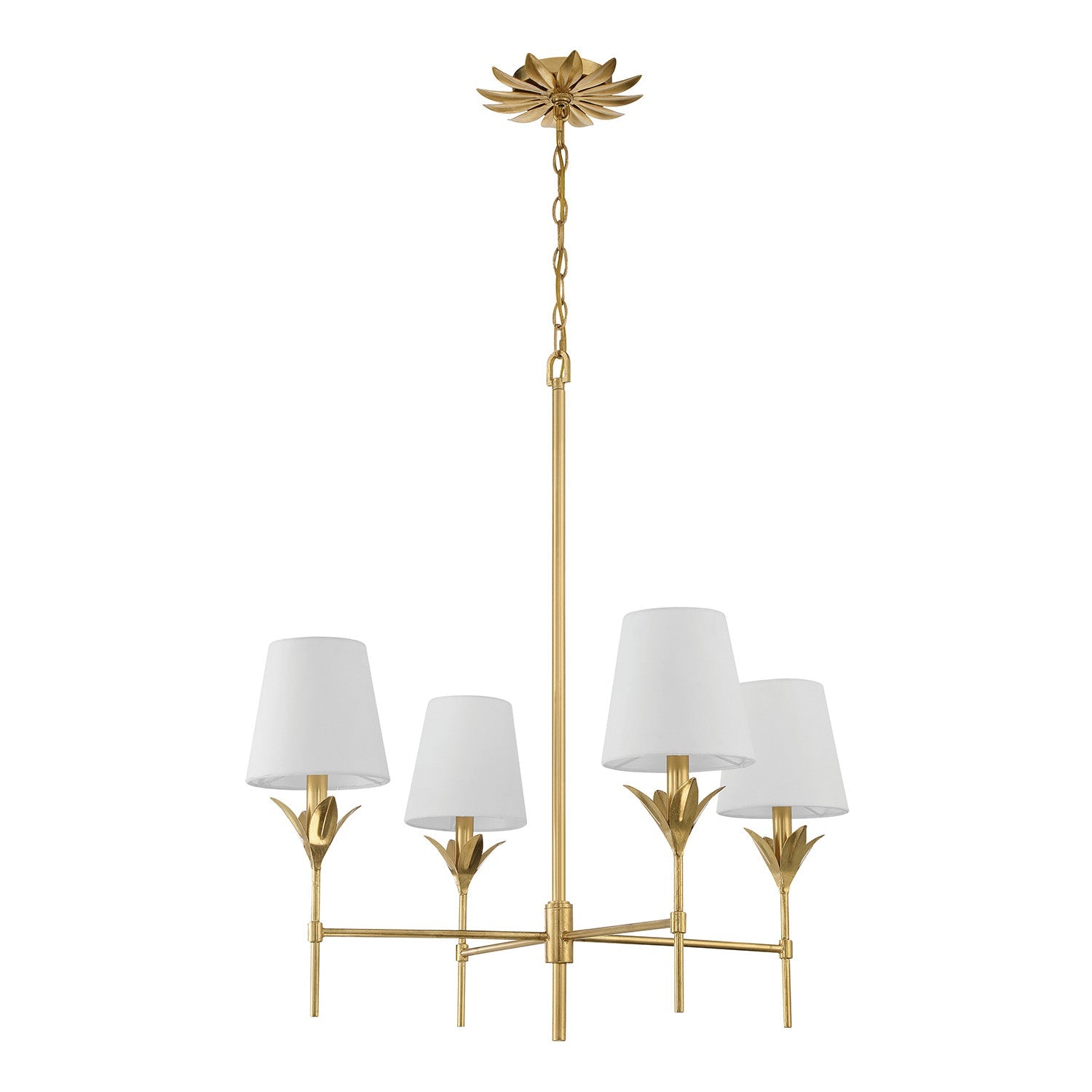 Alice 4 Light Chandelier 28", Antique Gold