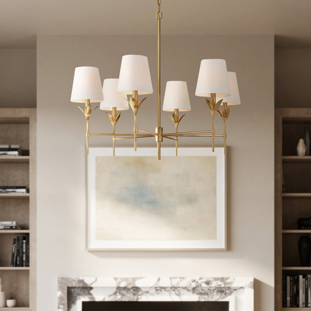 Alice 6 Light Chandelier 32", Antique Gold