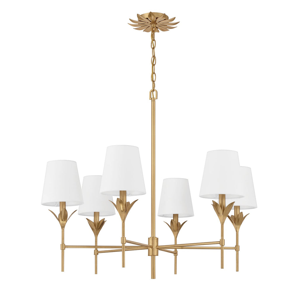 Alice 6 Light Chandelier 32", Antique Gold