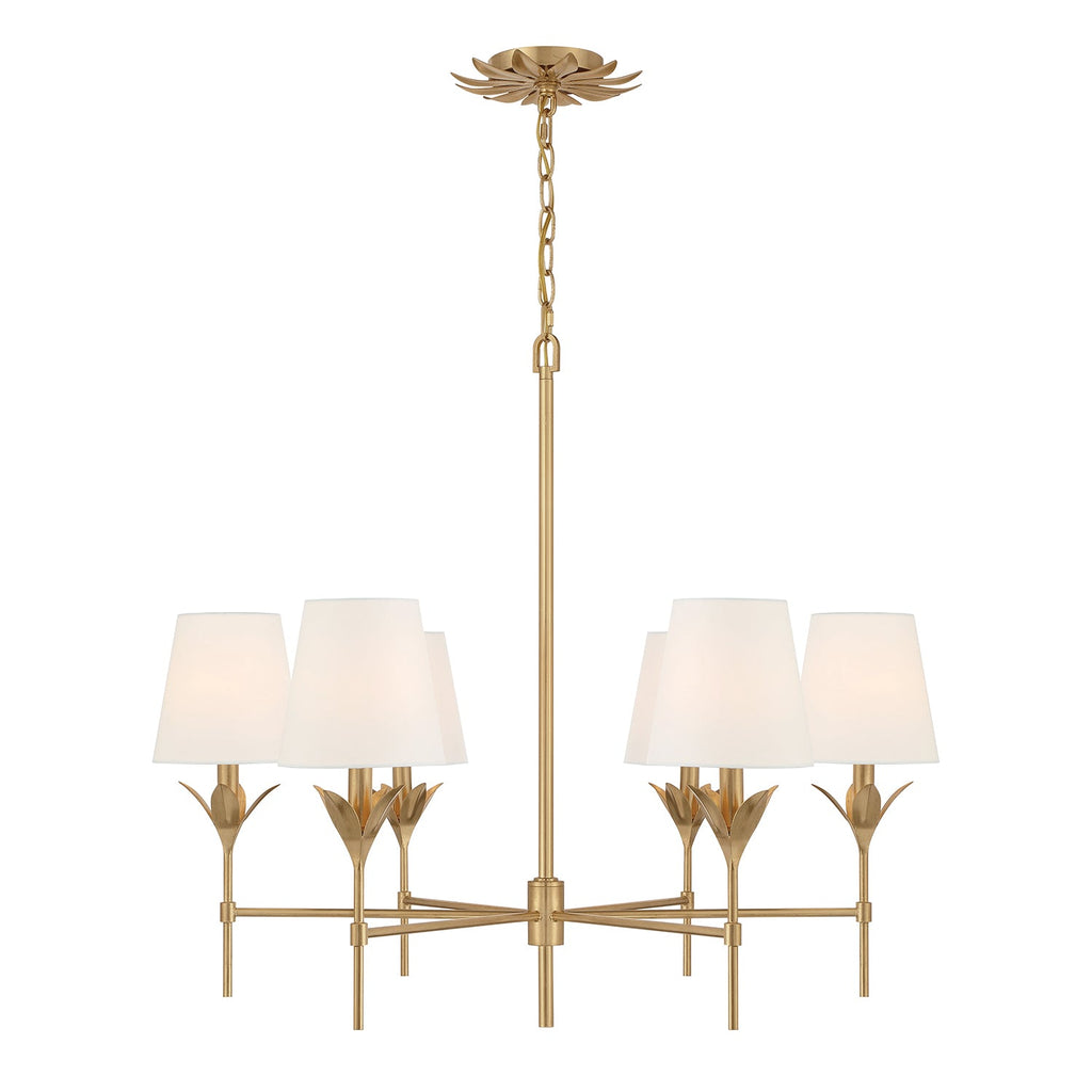 Alice 6 Light Chandelier 32", Antique Gold