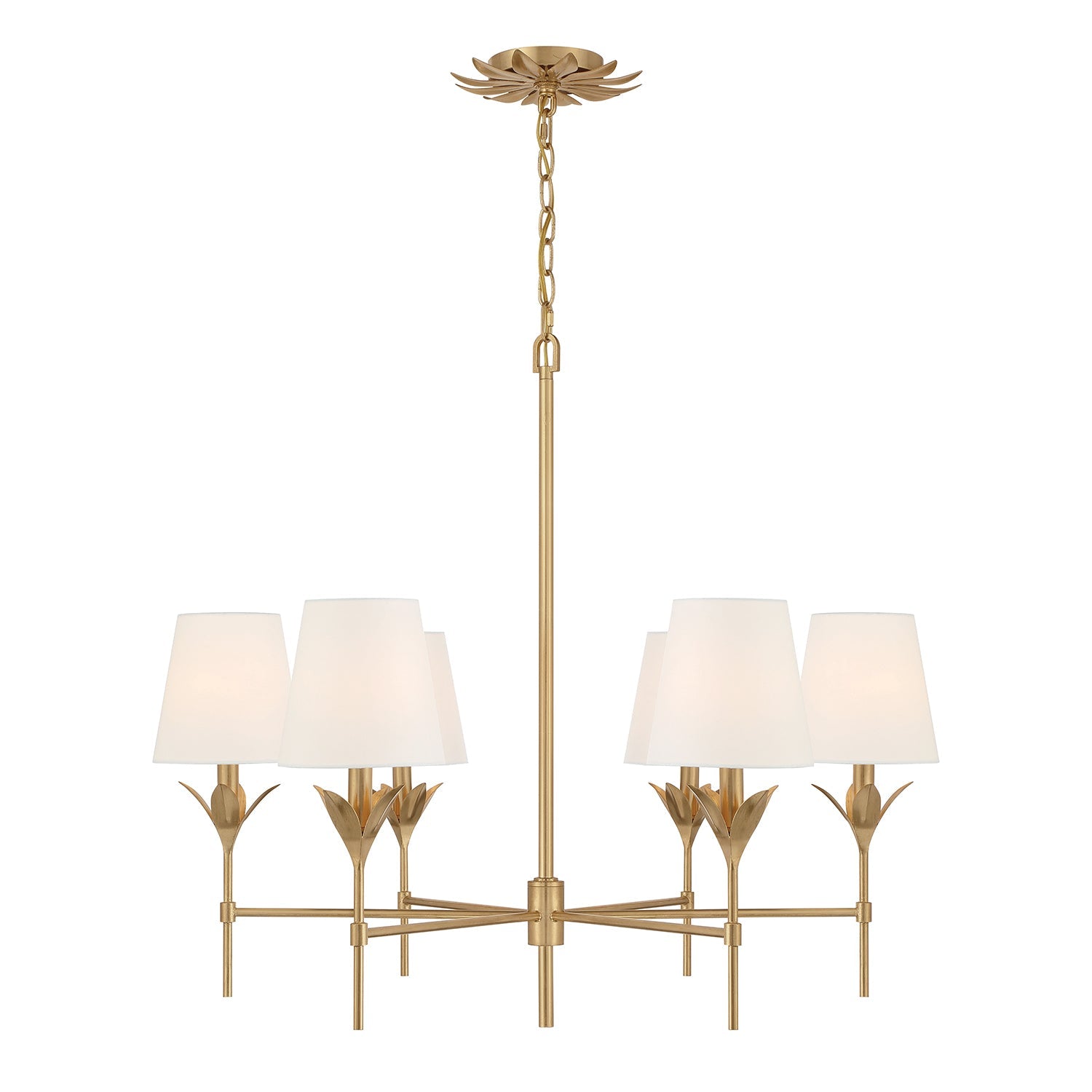 Alice 6 Light Chandelier 32", Antique Gold