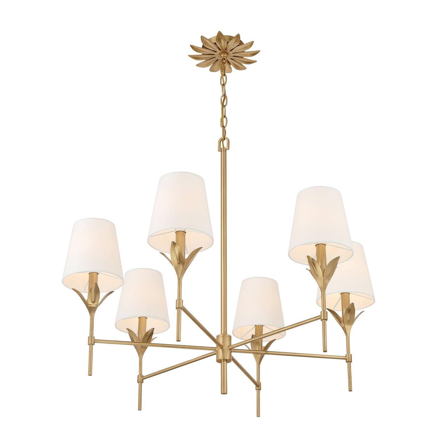 Alice 6 Light Chandelier 32", Antique Gold