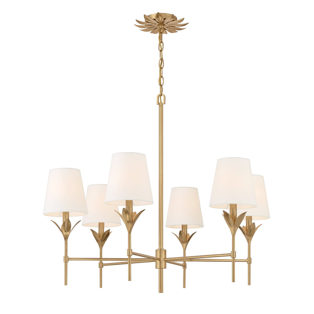 Alice 6 Light Chandelier 32", Antique Gold