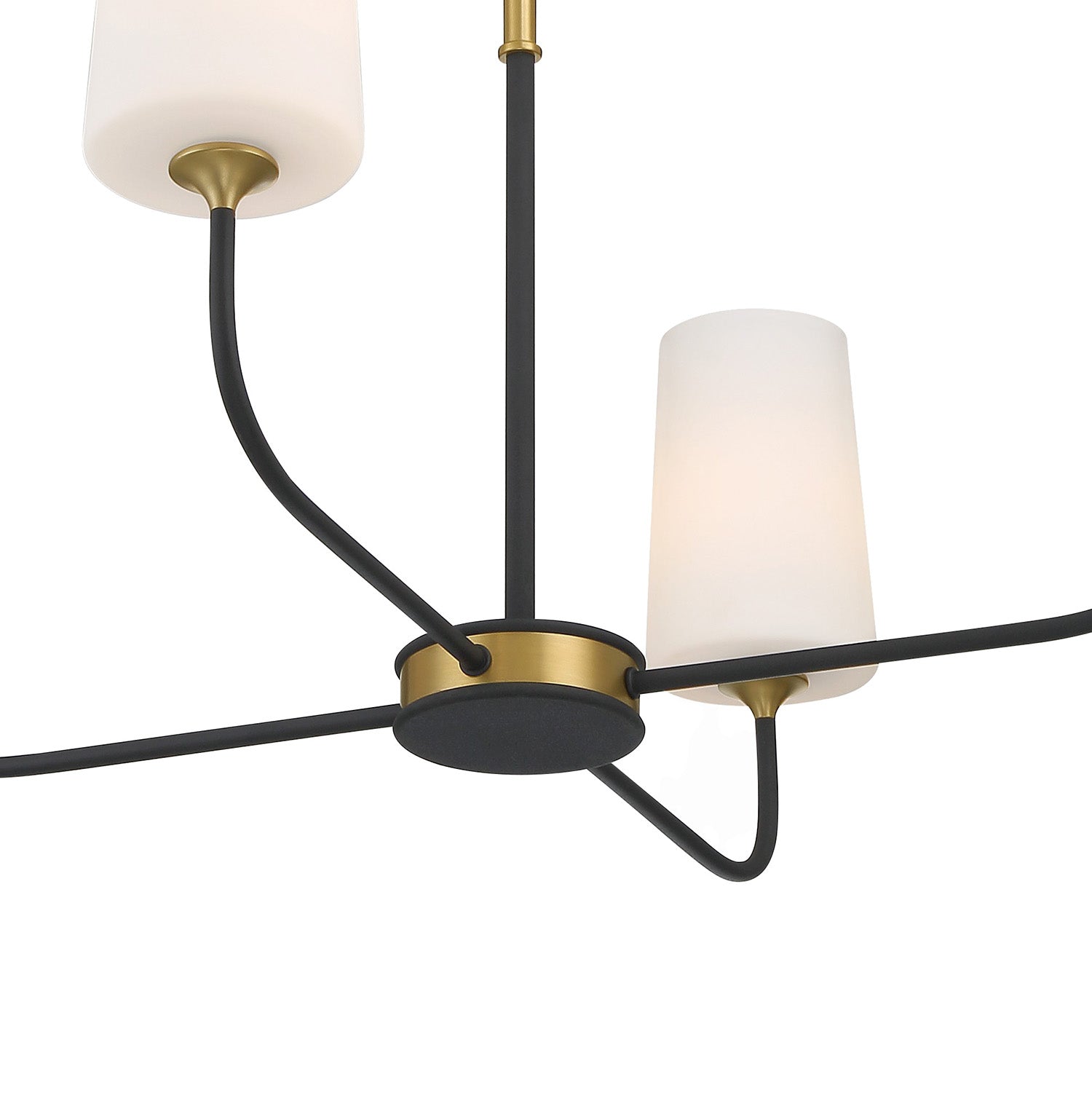 Logan 4 Light Chandelier 29", Black and Brushed Brass