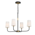 Logan 4 Light Chandelier 29", Black and Brushed Brass