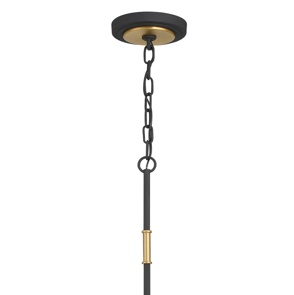 Logan 4 Light Chandelier 34", Black and Brushed Brass