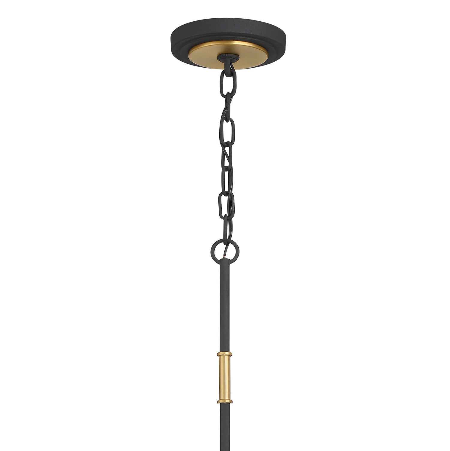 Logan 4 Light Chandelier 34", Black and Brushed Brass