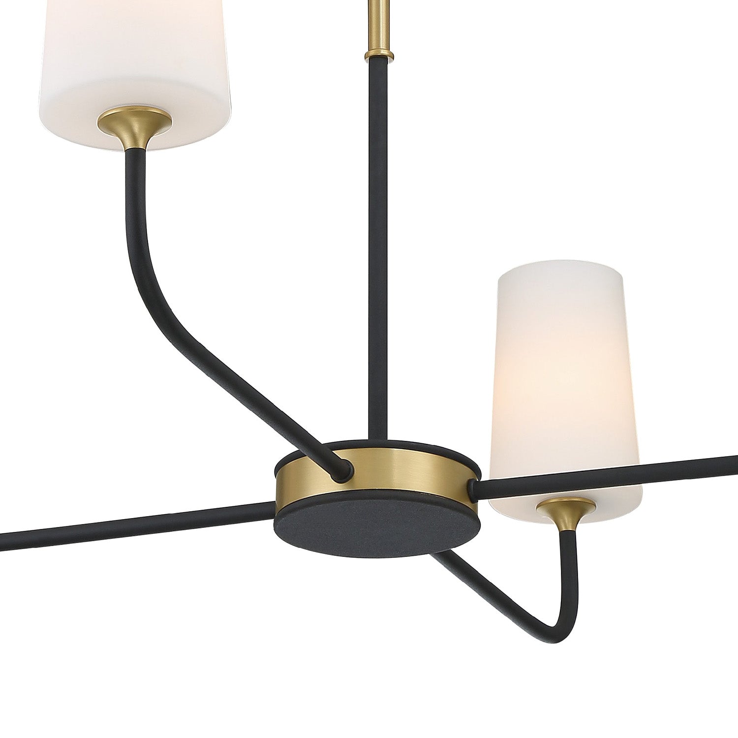 Logan 4 Light Chandelier 34", Black and Brushed Brass