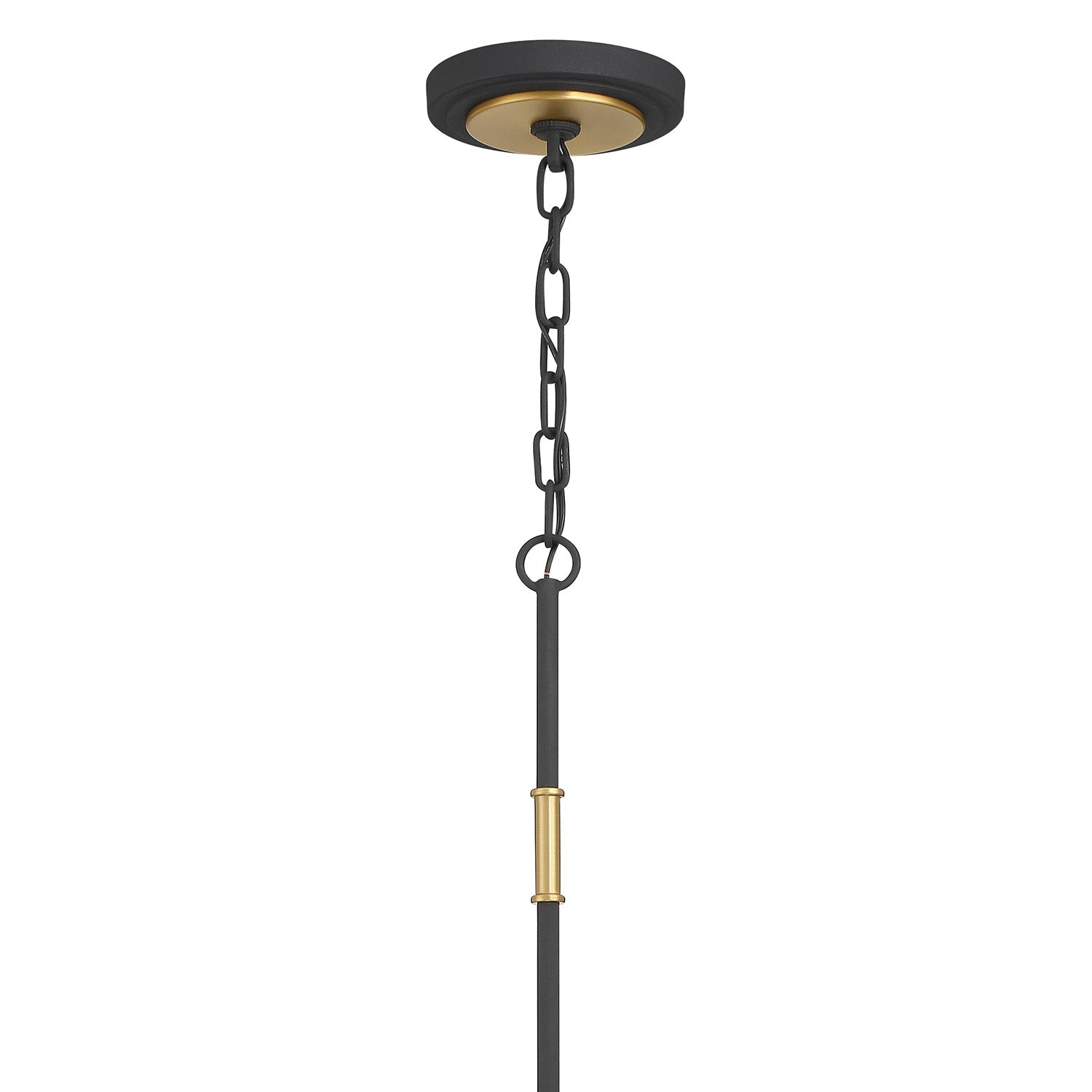 Logan 6 Light Chandelier 54", Black and Brushed Brass