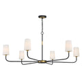 Logan 6 Light Chandelier 54", Black and Brushed Brass