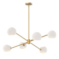 Flynn 6 Light Chandelier 37", Brushed Brass with Opal Glass