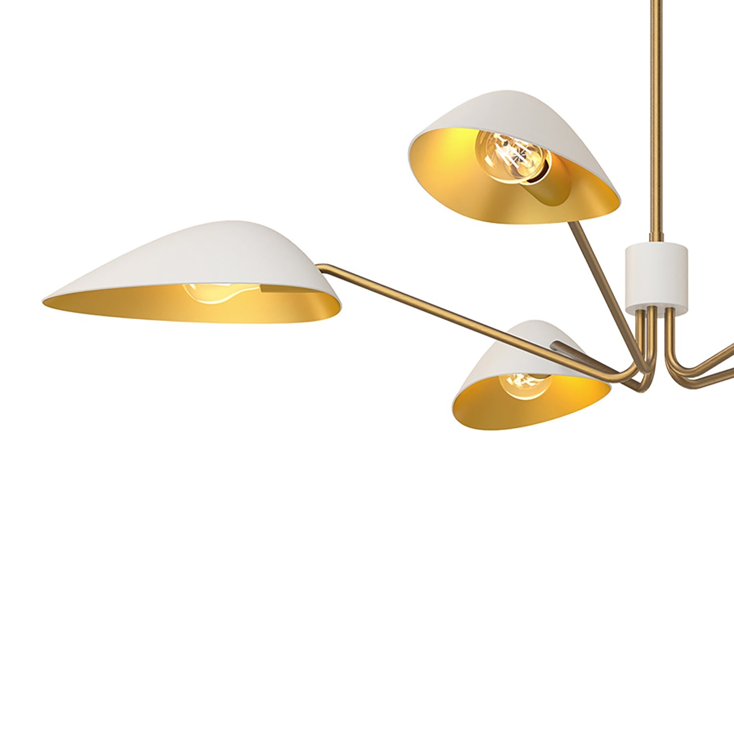 Jade 5 Light Chandelier 46", White and Antique Brass