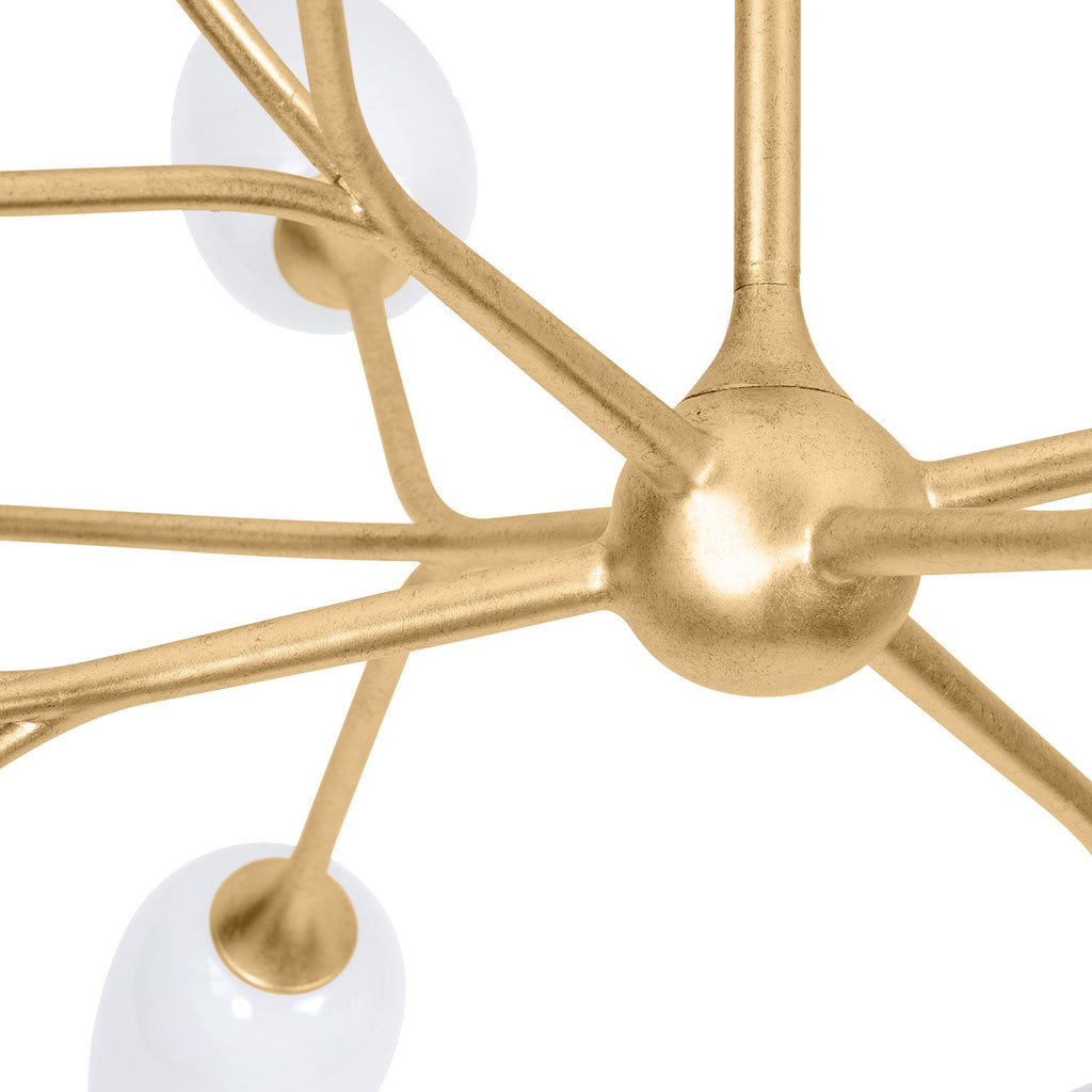 Amara 18 Light Chandelier 44", Gold Leaf with Art Glass