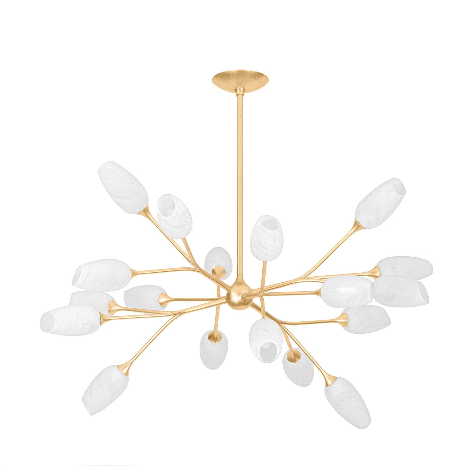 Amara 18 Light Chandelier 44", Gold Leaf with Art Glass