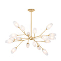 Amara 18 Light Chandelier 44", Gold Leaf with Art Glass