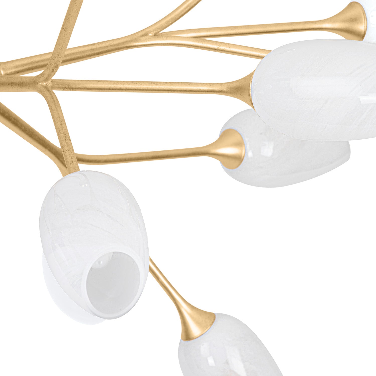 Amara 18 Light Chandelier 44", Gold Leaf with Art Glass