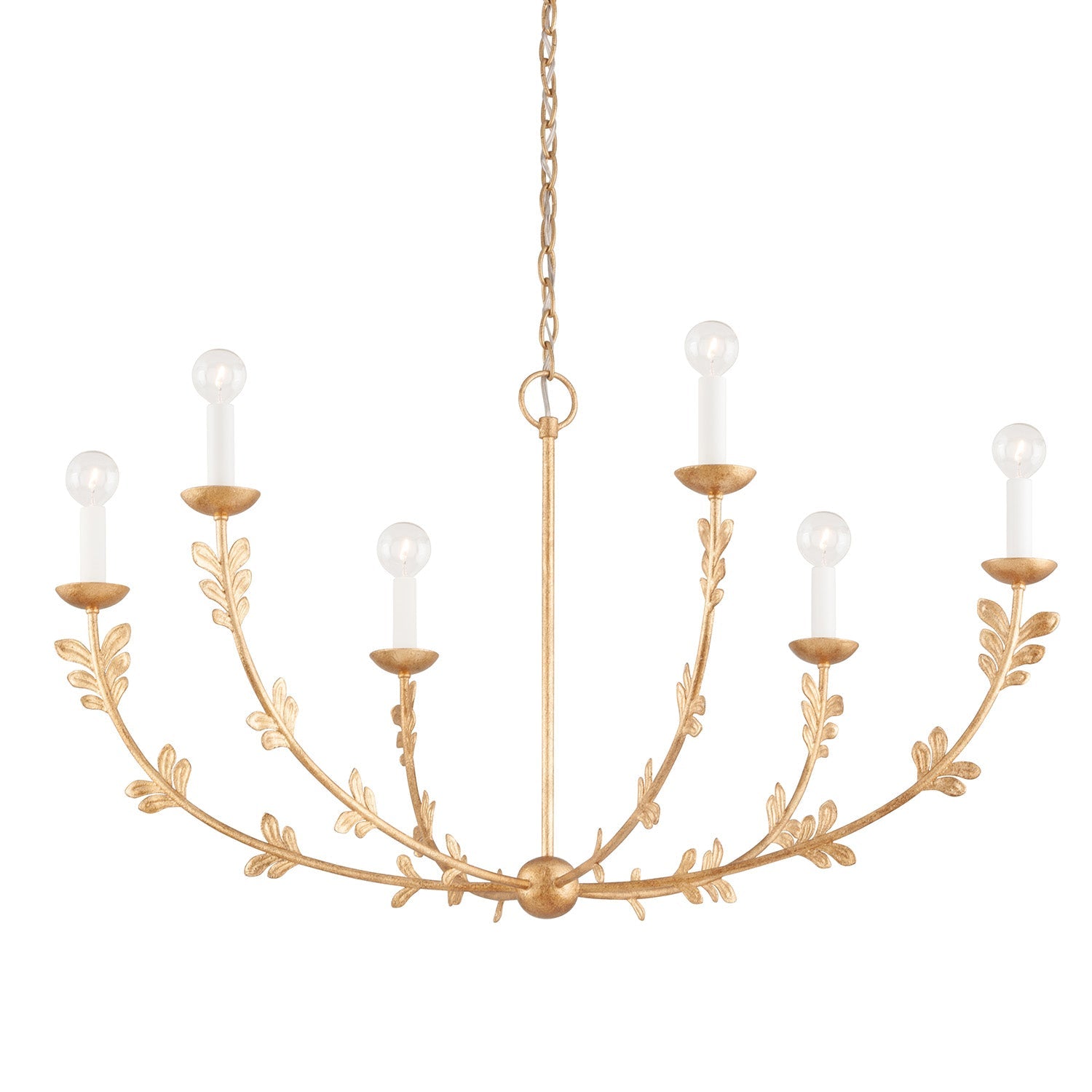 Aviva 6 Light Chandelier 40", Gold Leaf