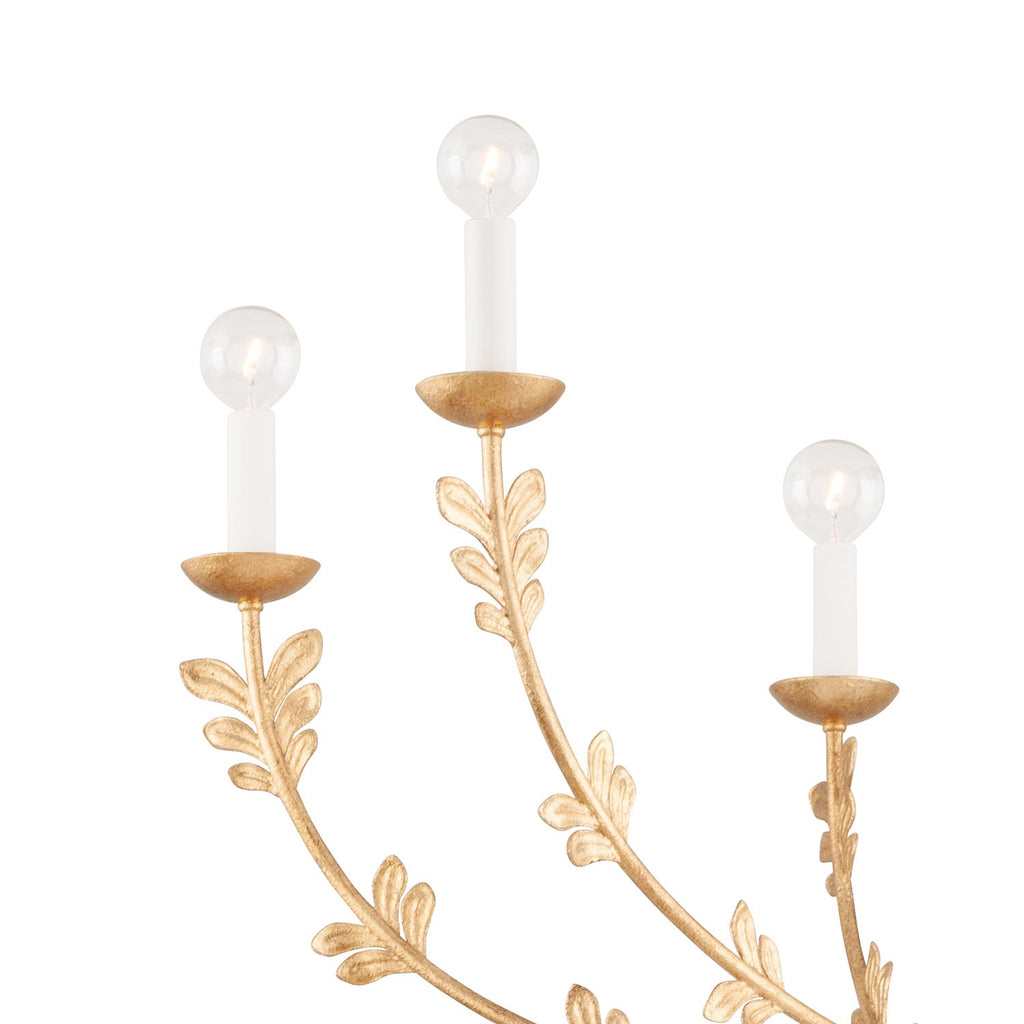 Aviva 6 Light Chandelier 40", Gold Leaf