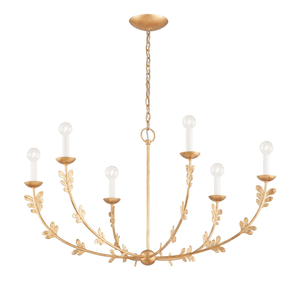 Aviva 6 Light Chandelier 40", Gold Leaf