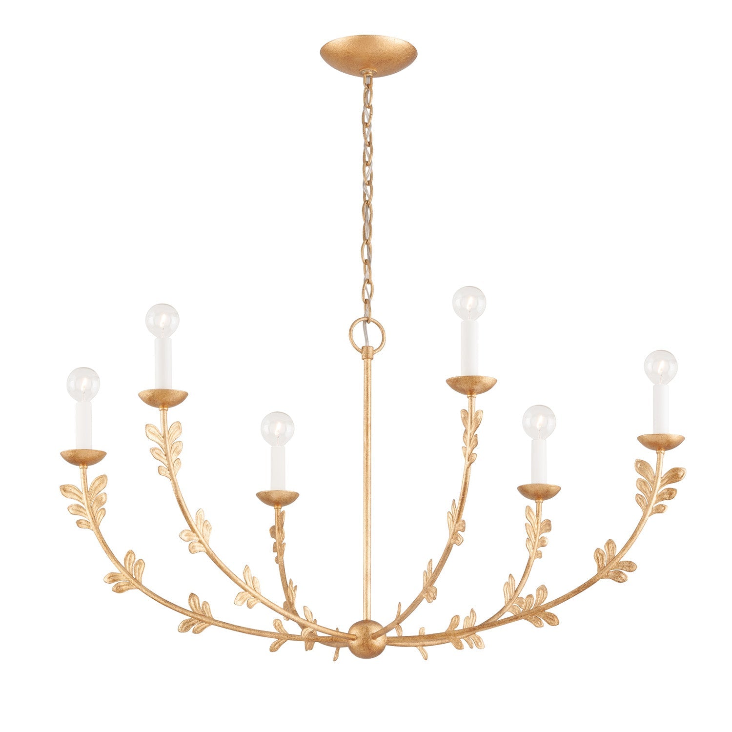 Aviva 6 Light Chandelier 40", Gold Leaf