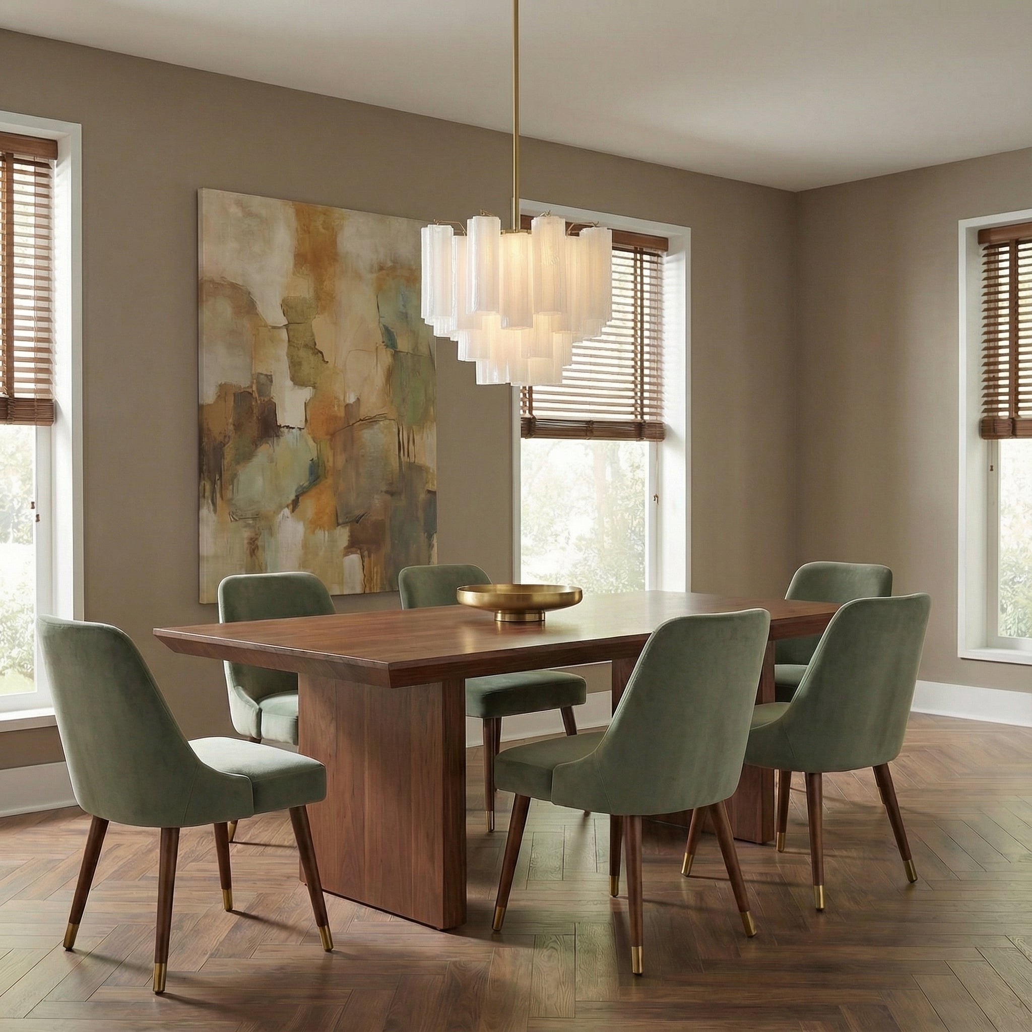 Grace 4 Light Mini Chandelier 18", Brass with White Glass